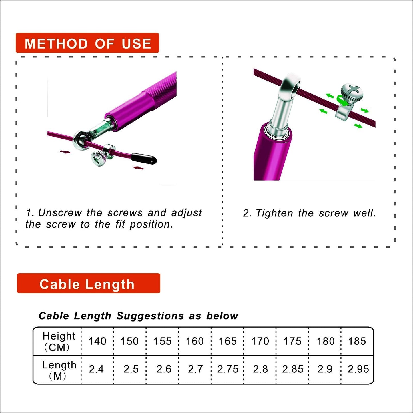 Purple Speed Jump Rope for fitness - Adjustable skipping rope- Tangle-Free-360° Swivel Ball Bearing-Aluminum Anti Skipping Handle -Training Sports Exercises -suitable for kids and adults (Purple)