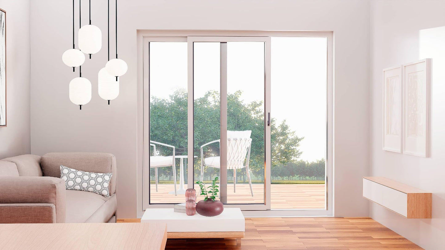 VDOMDOORS Patio Exterior Metal-Plastic Sliding Doors/Patio 8166 White Silk 72" x 80" Left Active Door/Tempered Clear Glass Bypass Door