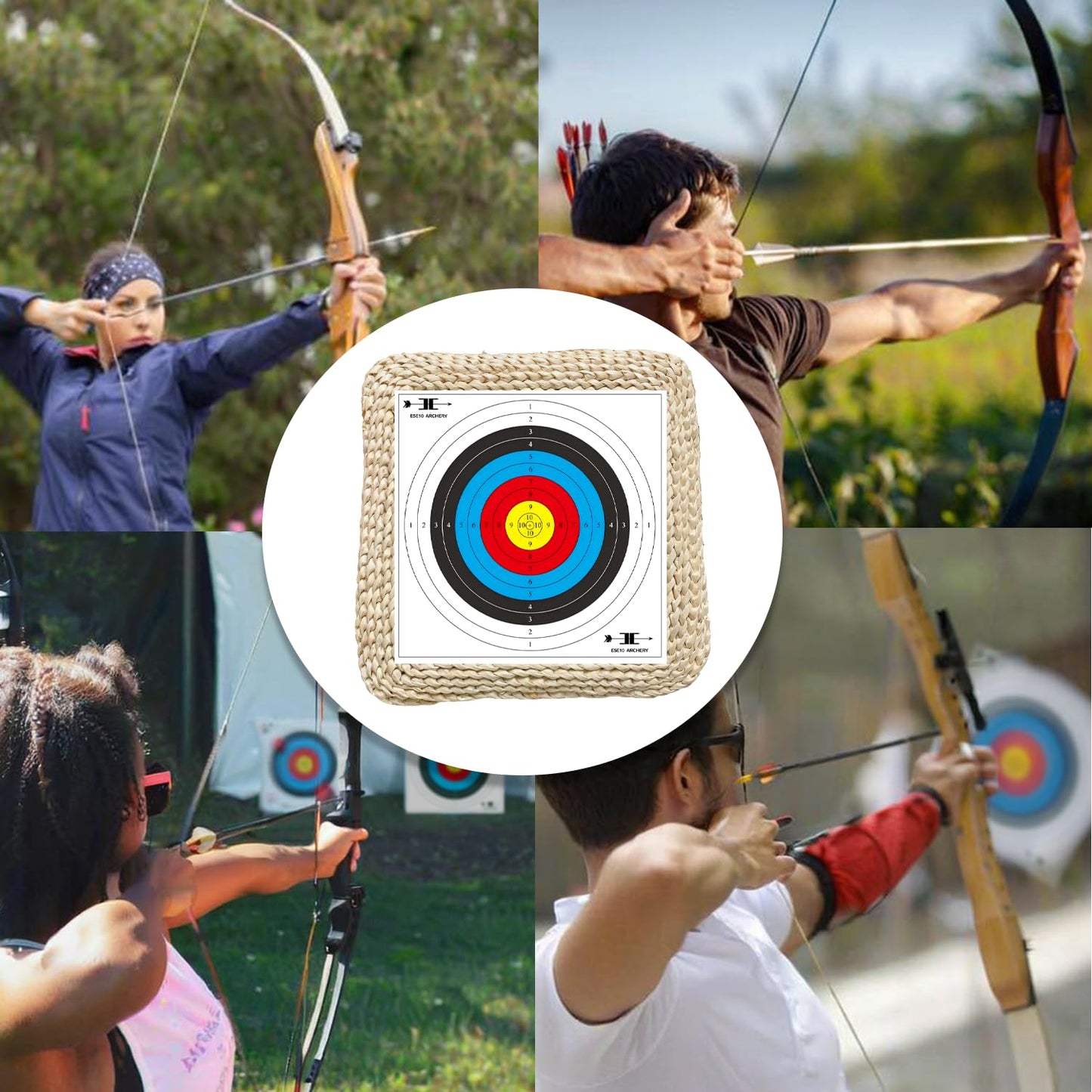 e5e10 Targets Paper for Archery Shooting 20/40pcs - Made Degradable Plastic - Bow & Arrow Targets for Hunting Archery Targets Practice Accessories (Standard Archery, 10 Rings, 40 x 40cm, 80 x 80cm)