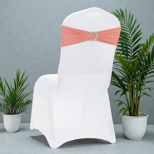MDS Spandex Chair Sashes - Premium Stretch Covers with Buckle Slider | Pack of 10 - Coral Peach