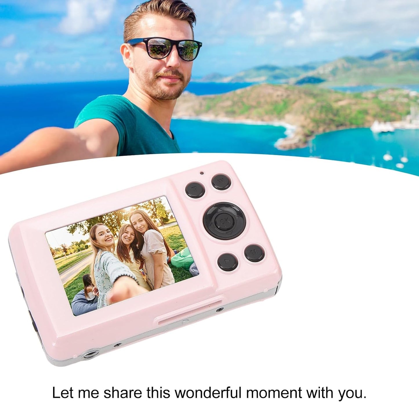 Yunseity 1080P 16X 64MP 2.4 Inch Full HD Zoom Digital Point and Shoot Camera, IPS Screen Auto Focus Vlogging Camera