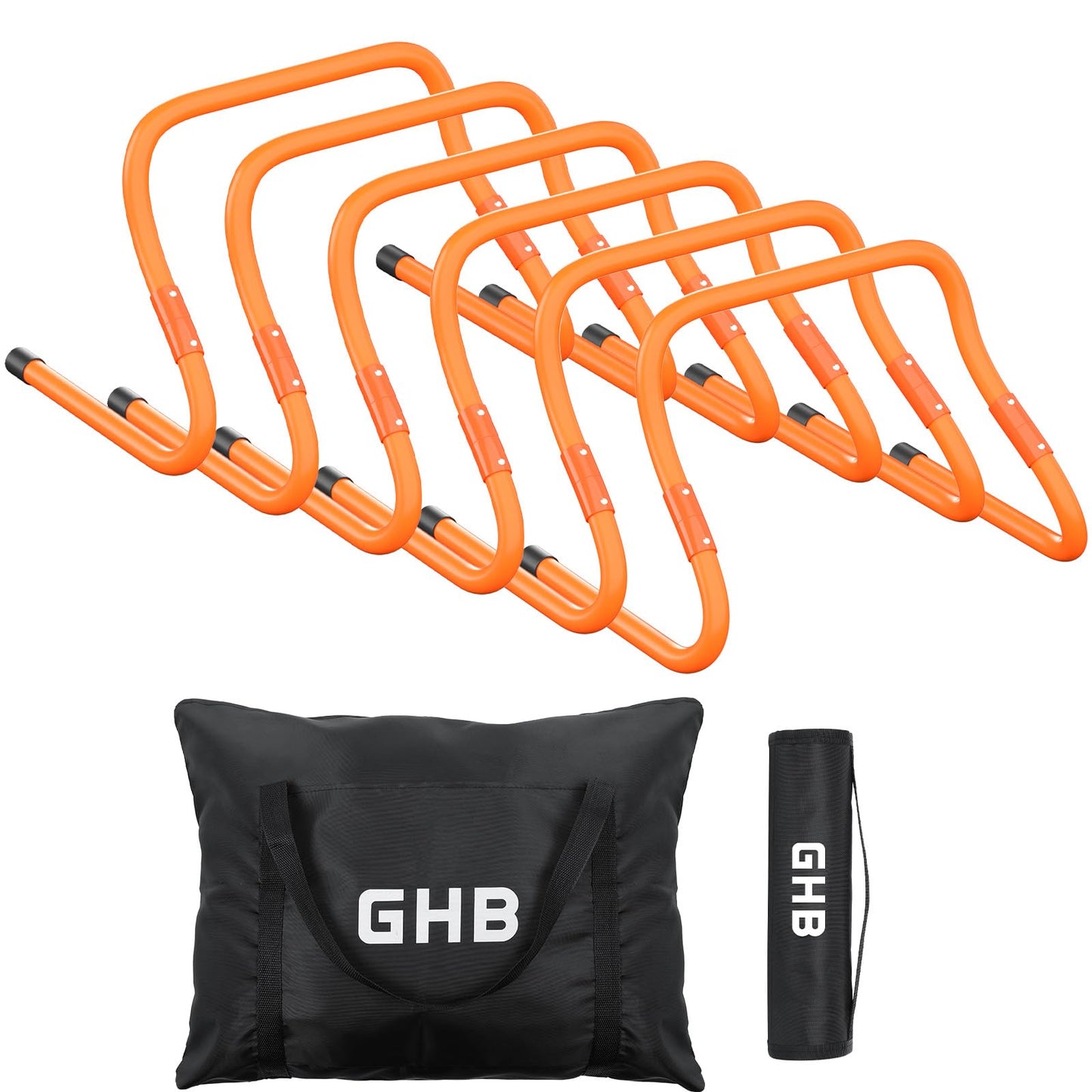 GHB Agility Hurdles 5/6 Pack Foldable Speed Agility Training Hurdles Adjustable Sturdy Hurdles Training Equipment Set with Carry Bag for Amateur, Athletes, Soccer, Basketball