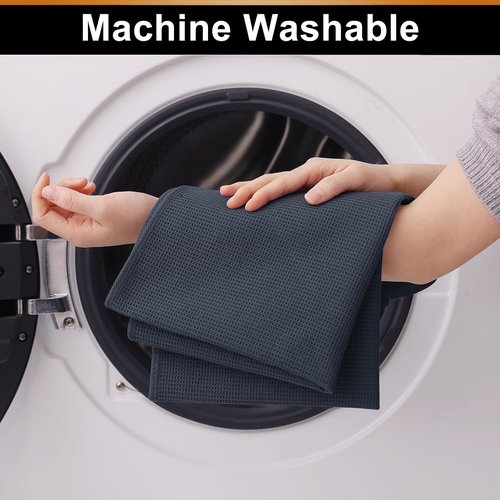 Homaxy 100% Cotton Waffle Weave Kitchen Towels - Soft, Absorbent & Quick-Dry - 4 Pack, Dark Grey, 16 x 26 Inches