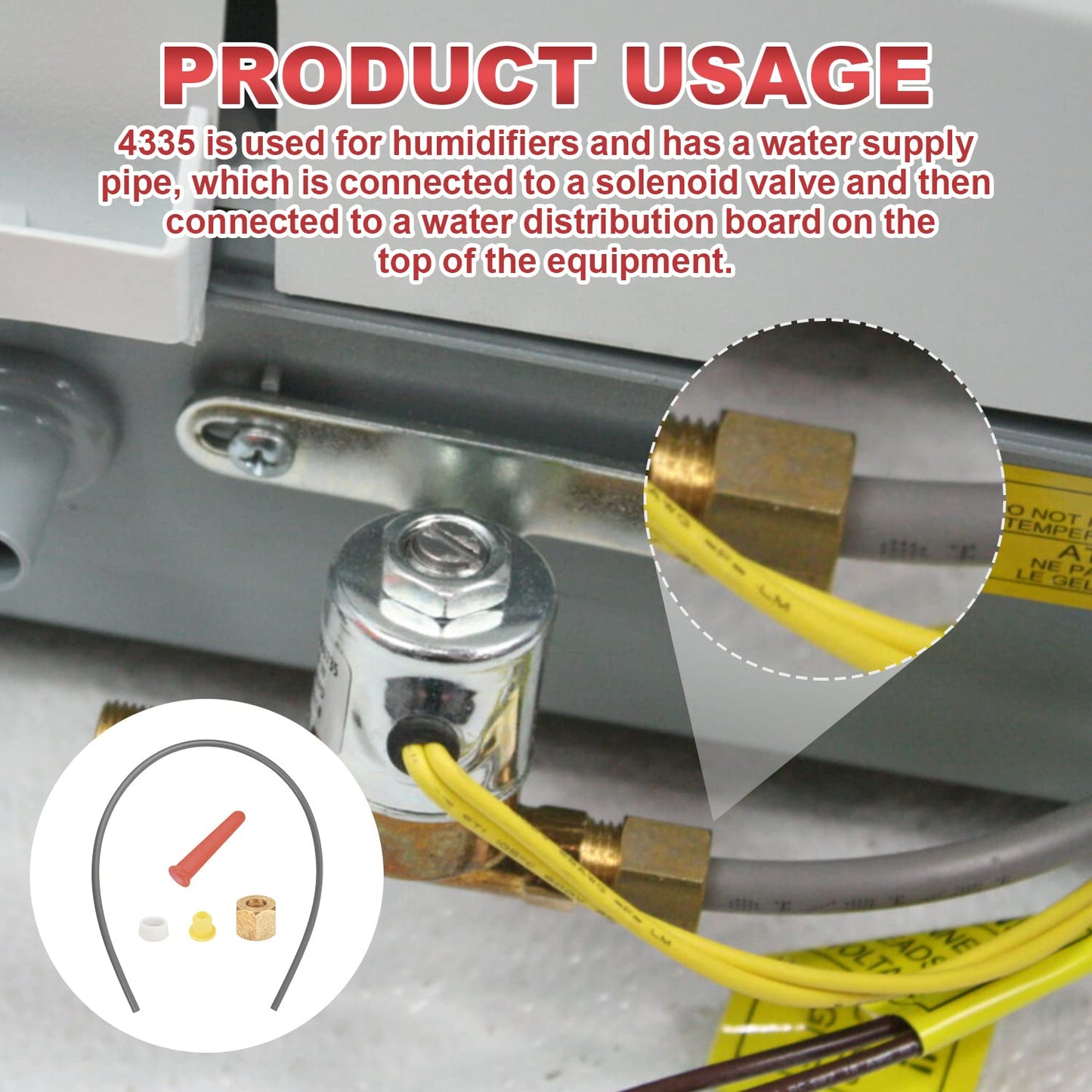 TNITRIB for Aprilaire 600 Humidifier Assembly-Feed Tube with Compression Sleeve and Nut (4335)&Included in-Line Strainer (4004)、Yellow Orifice (4231)