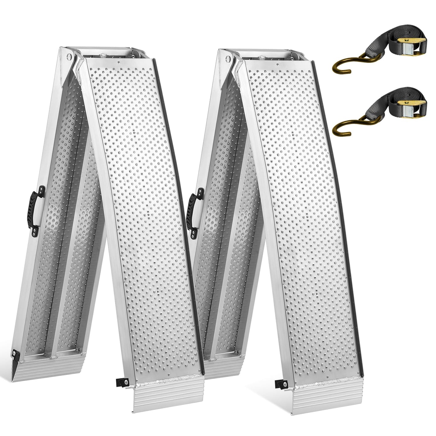 FACHNUO Aluminum Loading Ramps 1500LBS Capacity, 7.5Feet Pickup Truck Ramps for Trailer/ATV/UTV Motorcycle Ramp, Lawn Mower, Dirt Bike, Folding Portable Shed Ramp, 2PC, 89-by-12-inch
