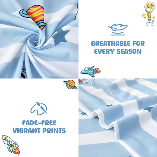 MICORAL Queen Sheets Set Kids, Astronaut Sheets for Boys Girls & Teens, 4 Piece Soft Printed Microfiber Bed Sheets, Deep Pocket Cozy Cute Toddler Bedding Set