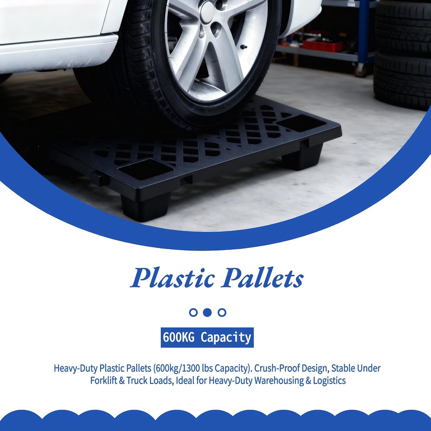 10 Pcs Plastic Pallets Lightweight Nestable Waterproof Floor Pallet Interlocking Storage Pad with Breathable Grids for Indoor Outdoor Warehouse Restaurant Supermarket (23.6 x 15.8 x 3.9 Inch, Black)
