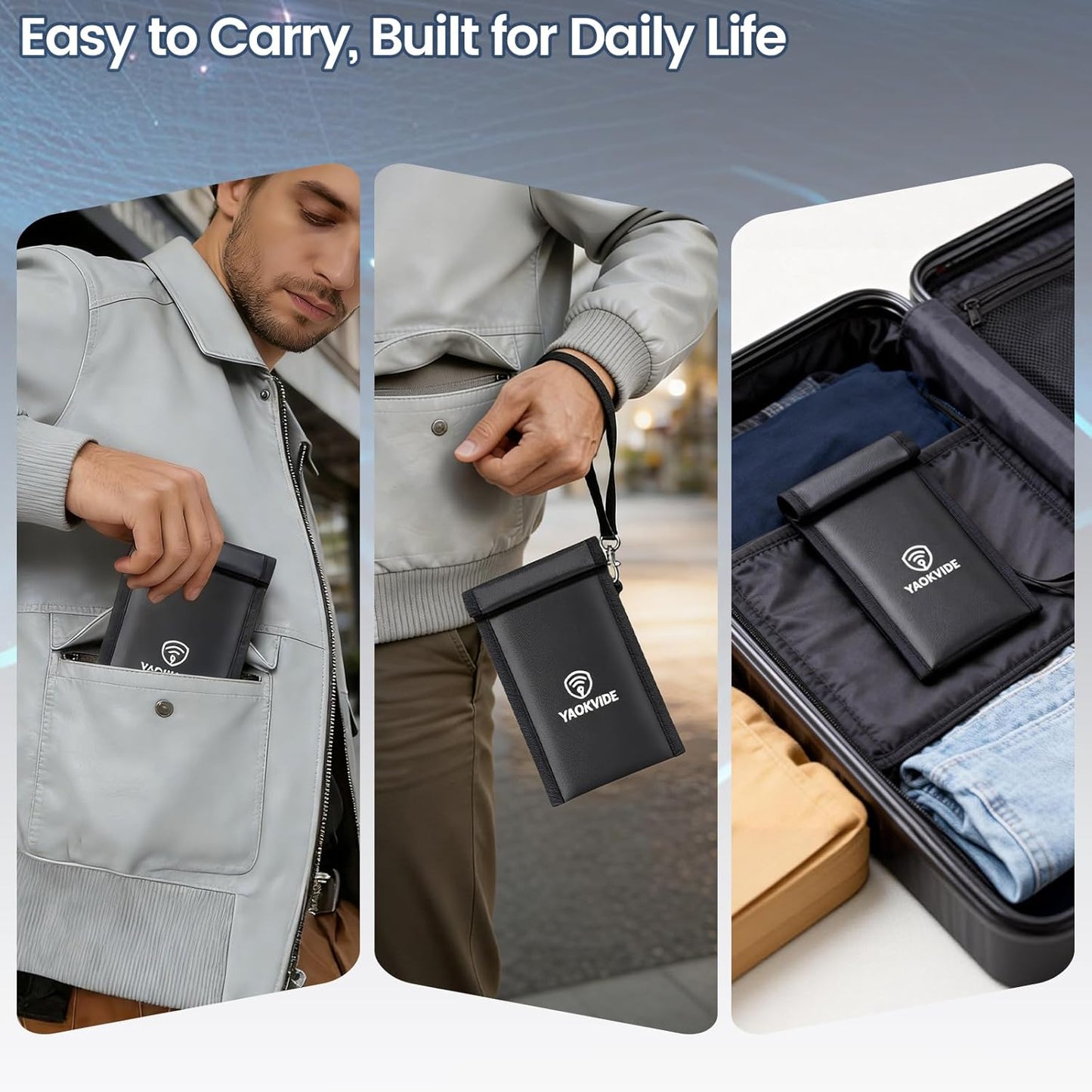 [5G/WiFi/Bluetooth/GPS], Faraday Bags for Phones & Car Keys Anti Theft Signal Blocker Prevents Keyless Entry Hacking