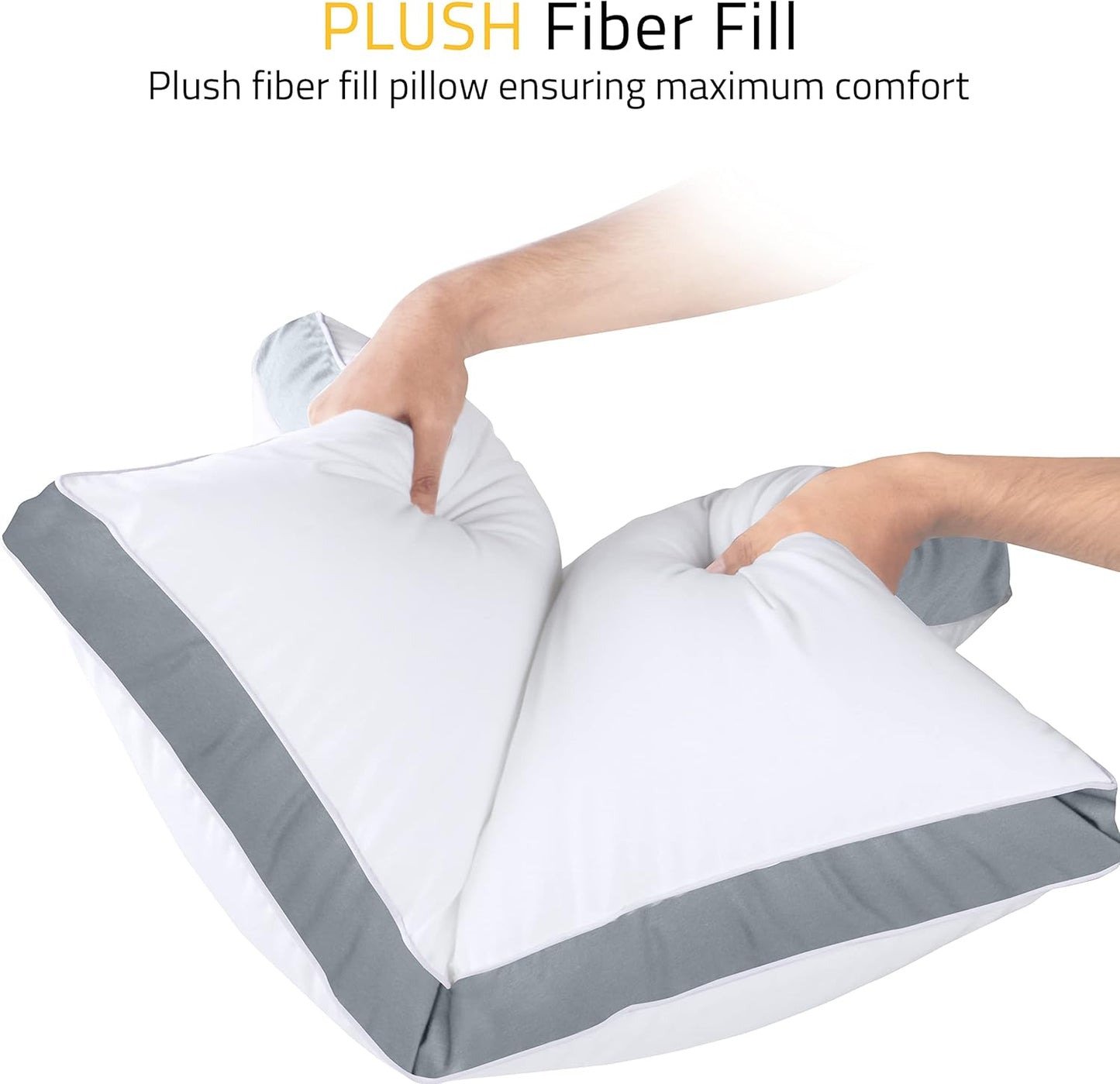 Utopia Bedding Bed Pillows - Soft & Fluffy Down Alternative | Standard Size, Set of 2, Grey