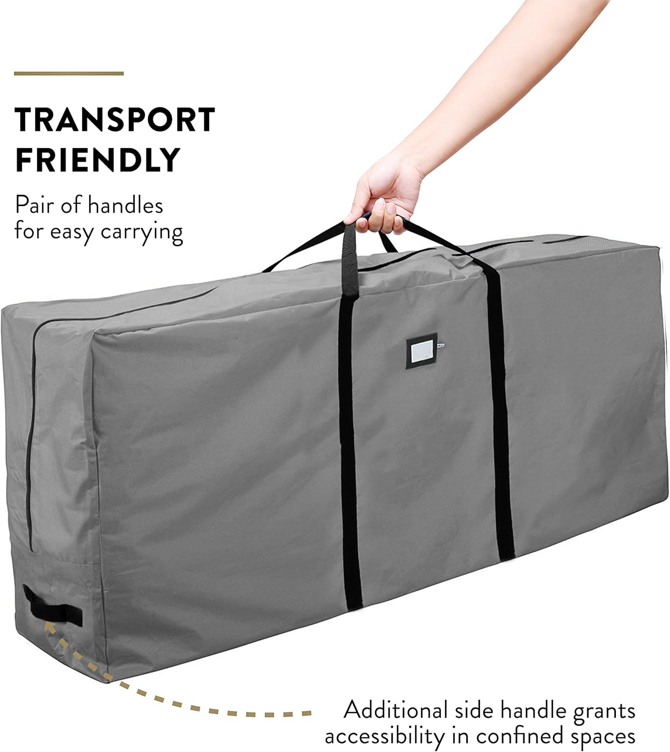 ZOBER Christmas Tree Storage Bag | 600D Oxford Fabric - Fits 9 Ft Trees | Waterproof & Tear-Proof - Gray