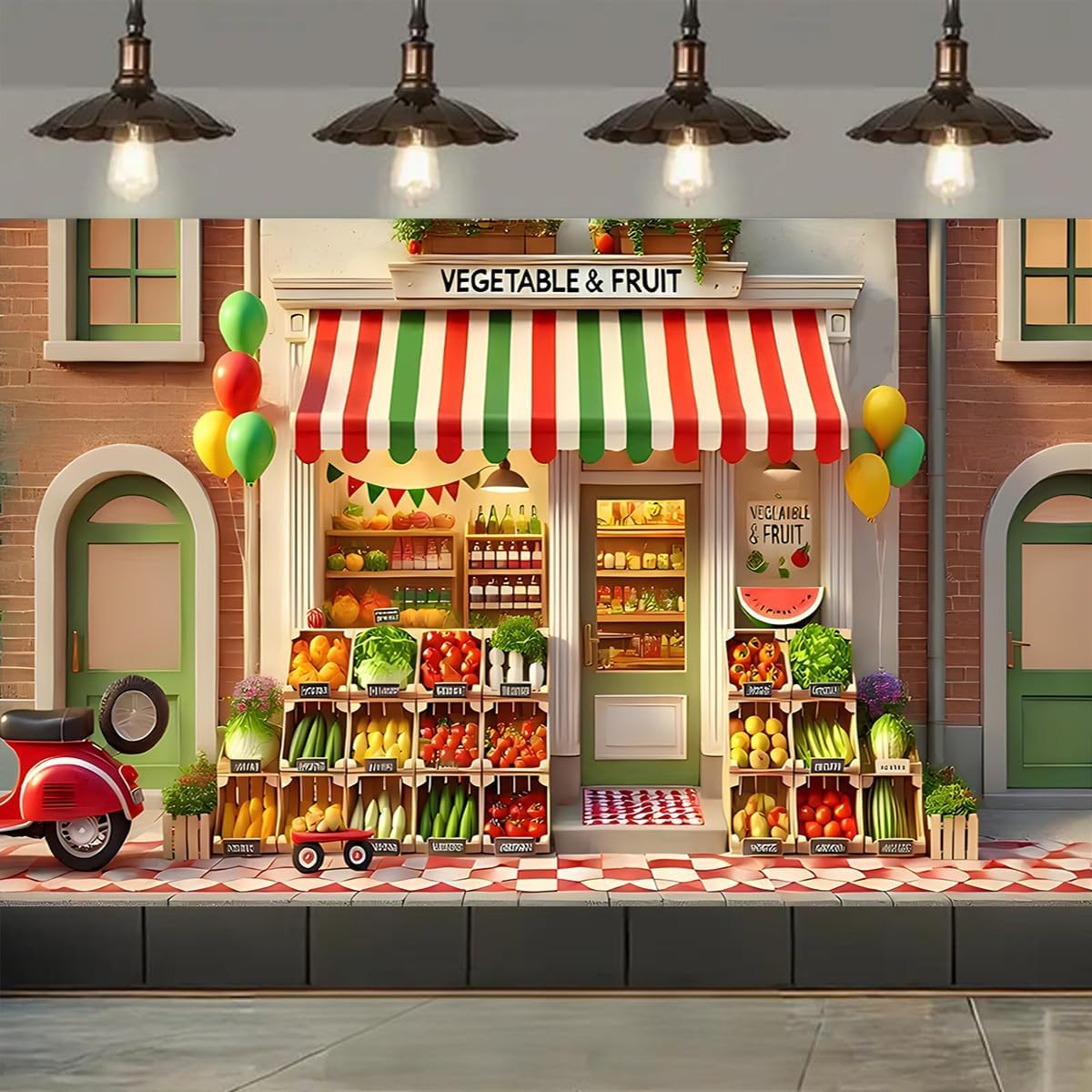 Generic 9 6feet) Vegetables Fruits Shop Backdrop Fresh Fruit Shelves Organic Food Vegetables Photography Background