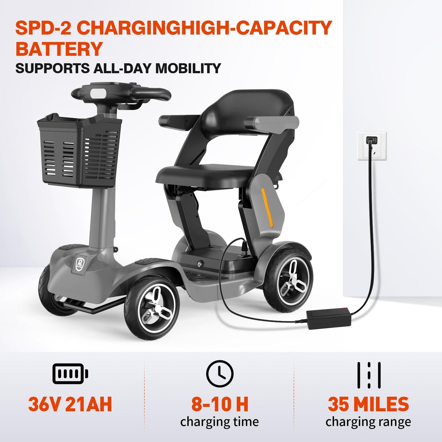 Mobility Scooter One-Button Foldable for Seniors & Adults – Dual Brakes, 265 lbs Capacity, Easy & Safe, 6.2 mph, 28 Miles, Lightweight, Indoor & Outdoor, Travel, All-Terrain