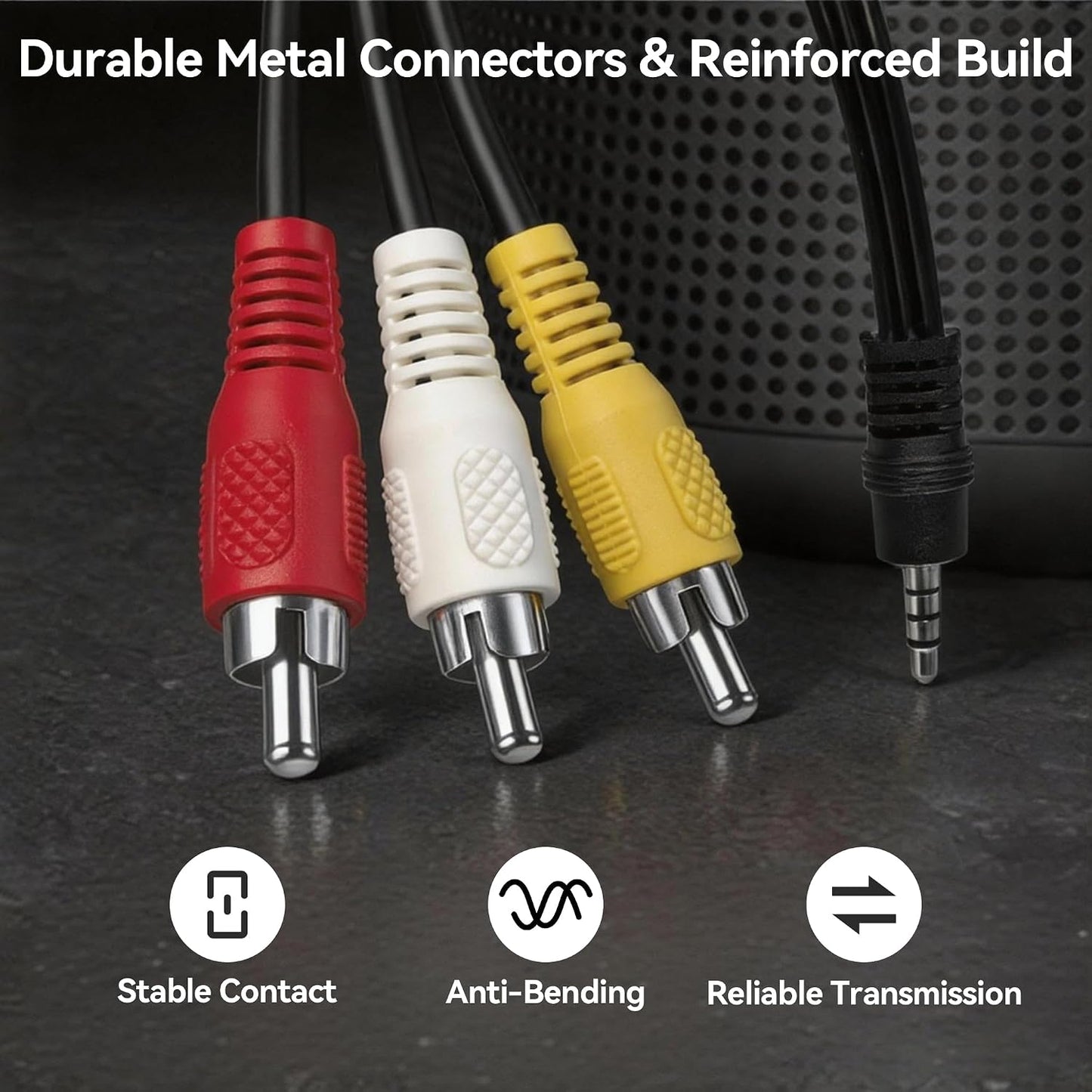 WinRaybot 3.5mm 3.3ft, 1/8" 4 to RCA Cable TRRS Pole Male to A Male Audio Video Composite AV Cord for TV, Projector