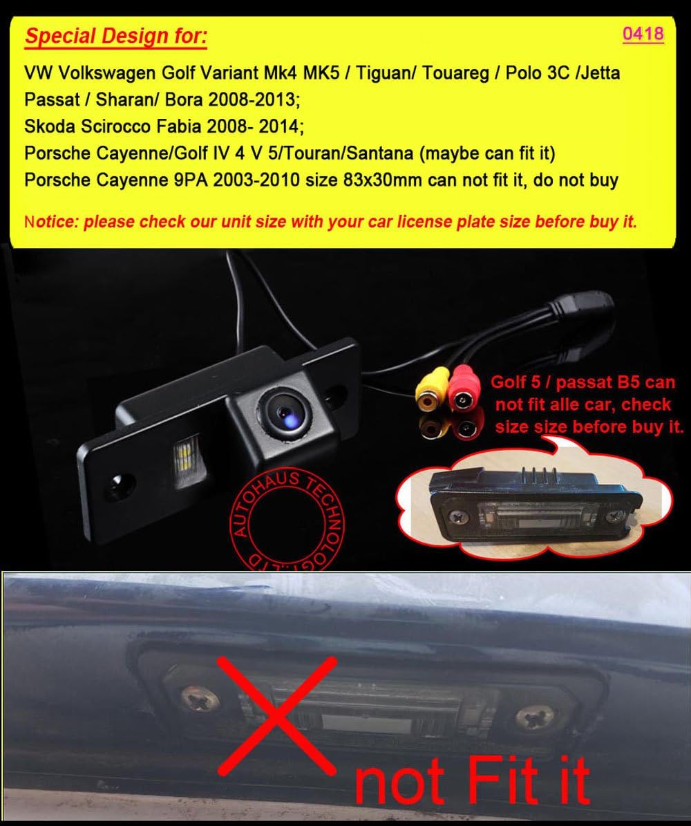 kalakus 0418=77mmx32mm) HD CCD Car License Light Plate Reverse Camera Waterproof Night Vision Rear View Parking Camera
