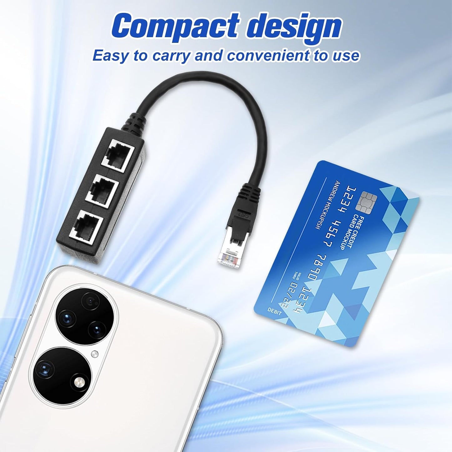 Jxiwfvl RJ45 1 3 Cat5, Cat5e, Cat6, Cat7 Set-top Male to Female LAN Splitter Cable, Ethernet Adapter for LAN Ethernet