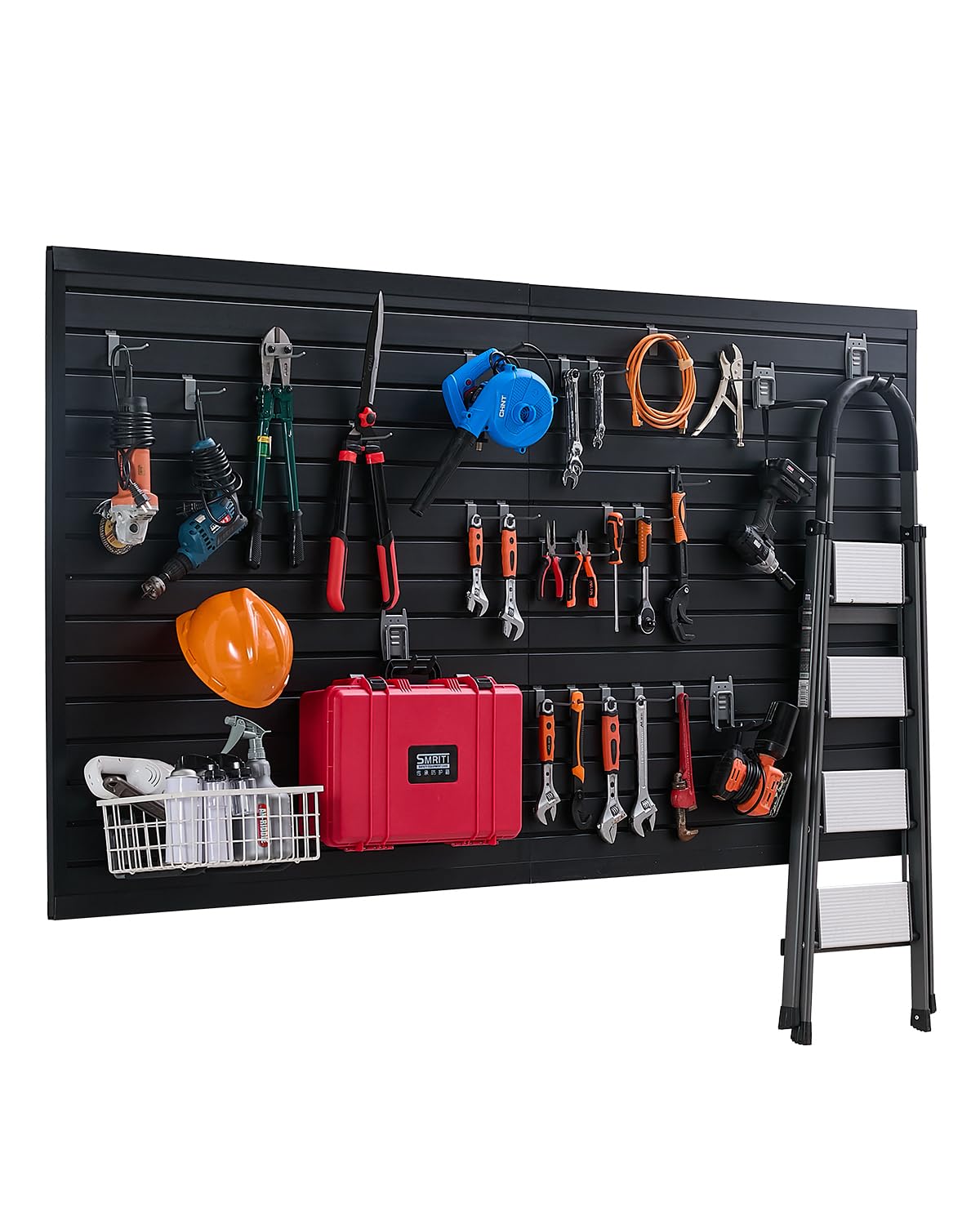 VEVOR Slat Wall Paneling, 8 x 4 ft, PVC Garage Slatwall without Accessories, Black Slat Wall Easy-to-Install Adjustable Slatwall Panel with Coupling Structure & DIY Cutting, Fits for Storage & Display