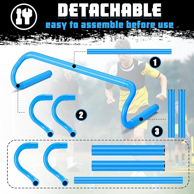 Wettarn 10 Pcs Speed Agility Training Hurdles Detachable Durable Hurdle Agility Plyometric and All Purpose Speed Training Equipment for Athletes Soccer Basketball