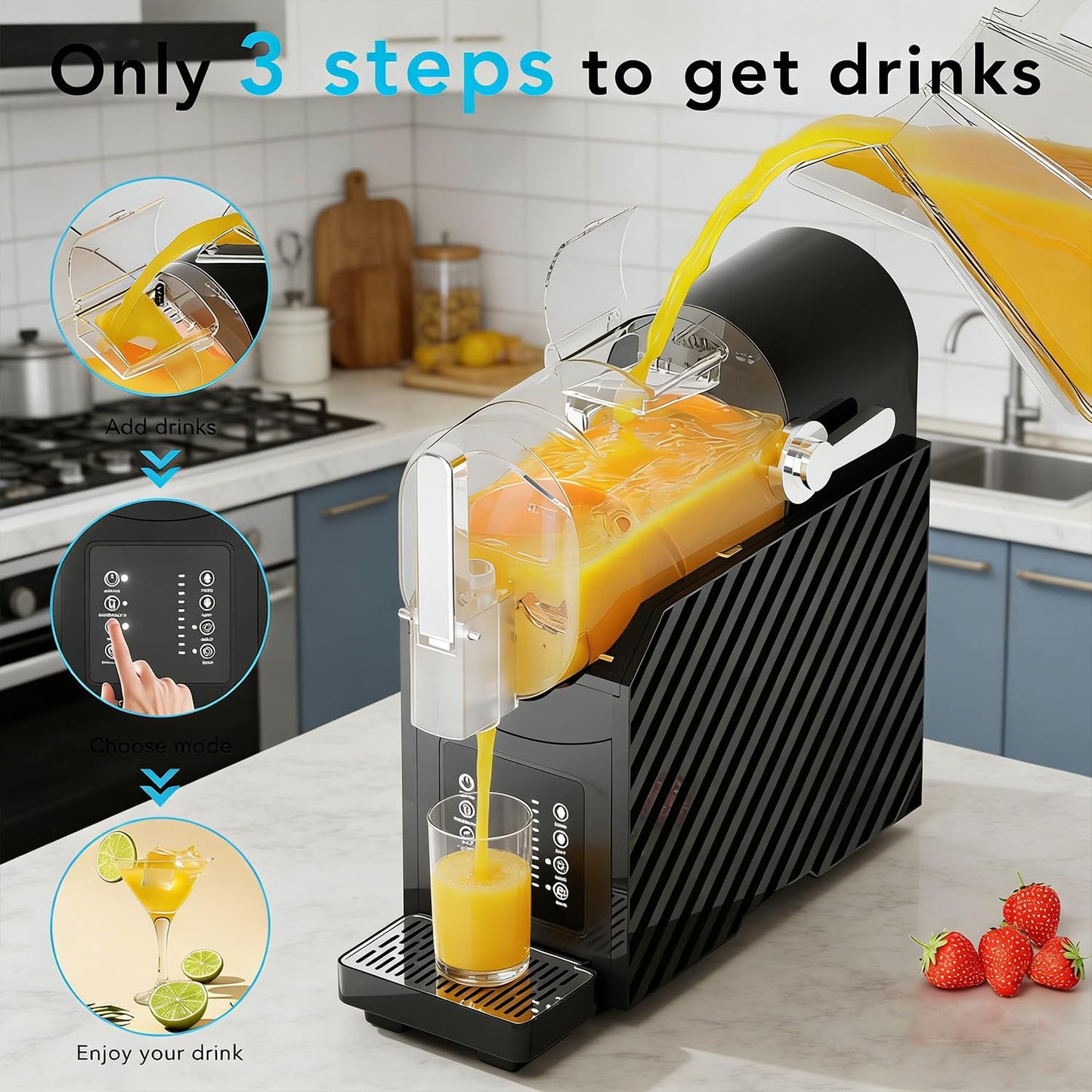 COWSAR 68 oz Slushie Machine, No Ice Needed, Slushy Machine for Home, Professional Frozen Drink Machine with Self-Cleaning Function, 3 Preset Slushie Maker for Frozen Juice, Smoothie, Milkshake