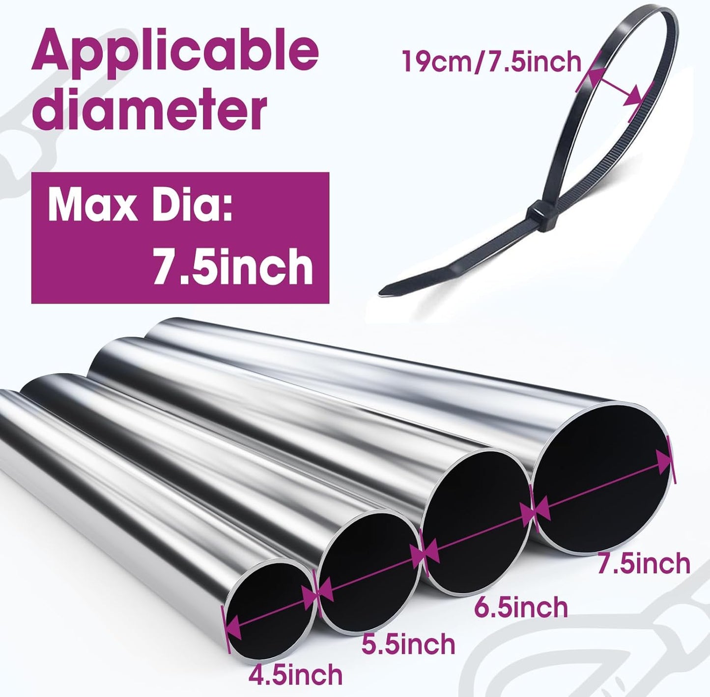 200 24 Inch 500lbs PCS Zip Ties Heavy Duty, Large Cable Ties Tensile Strength, Black Zip Ties for Indoor and Outdoor