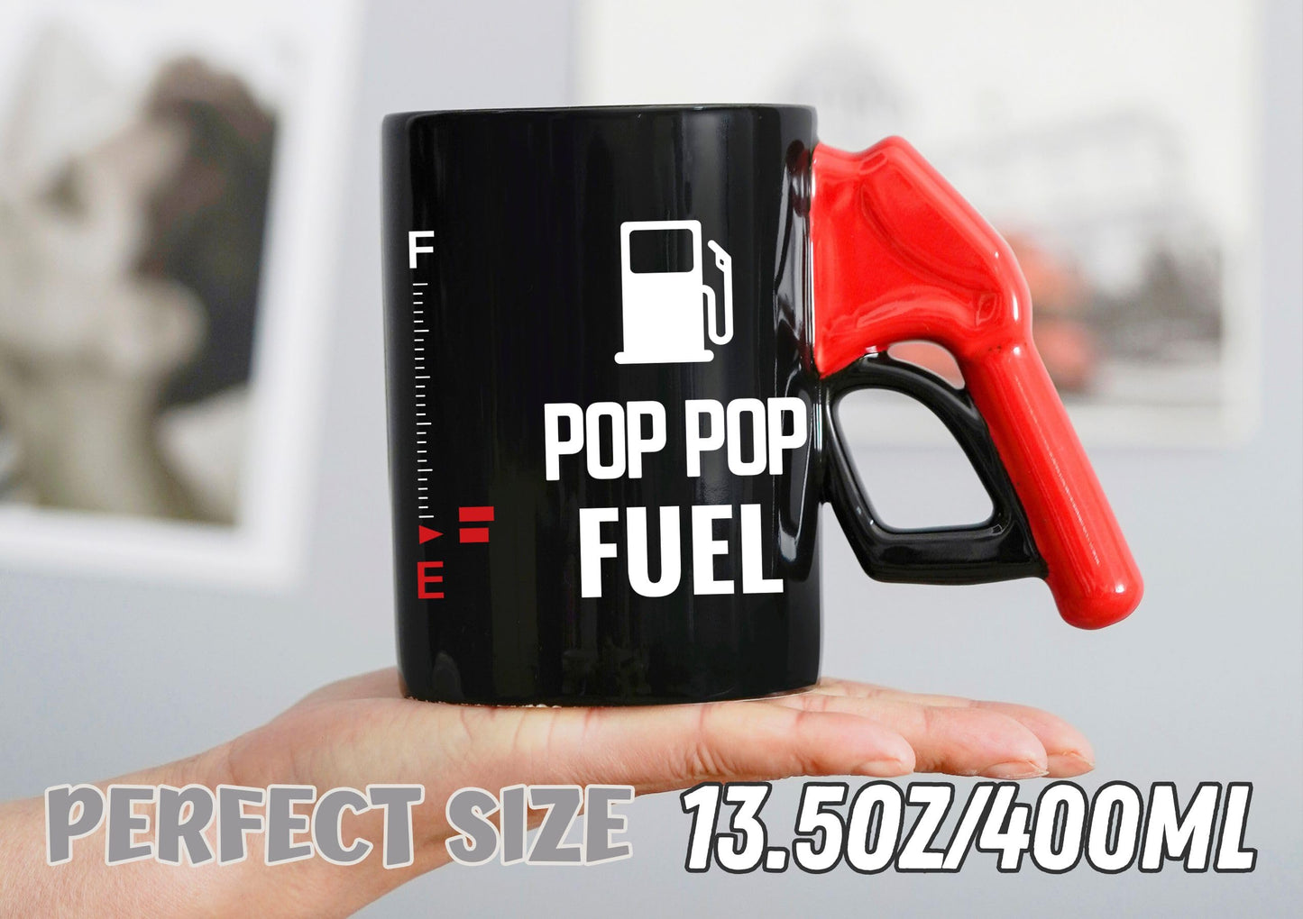 Onebttl Pop Pop Gifts, Poppop Fuel Color Changing Coffee Mug with Fueling Nozzle Handle, Gifts for Grandpa, 13.5oz/400ml Funny Ceramic Mug for Christmas, Father's Day