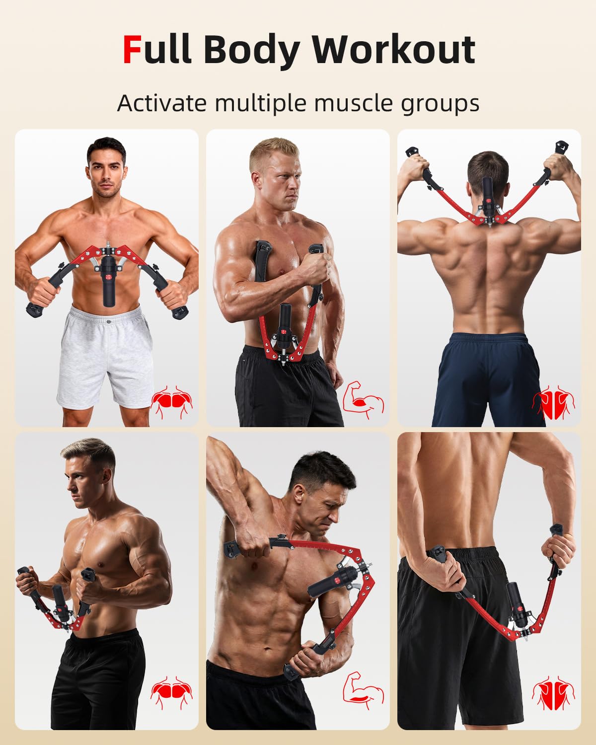 Abahub Twister Arm Exerciser, Enhanced Hydraulic Power Chest Expander for Men Women, 22-440LBS Adjustable Resistance Home Gym Equipment, Shoulder Muscle Trainer for Arm, Chest & Core Workout, Red