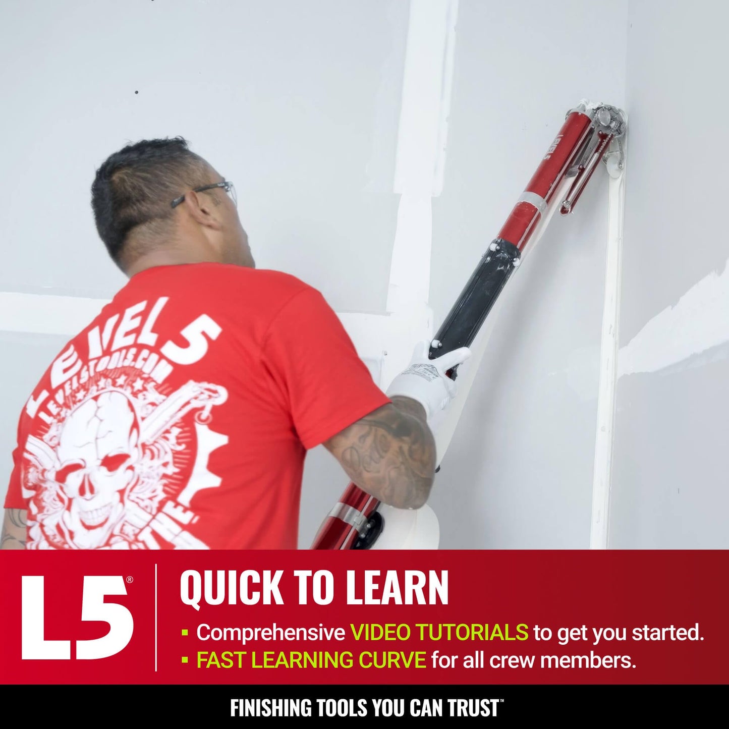 LEVEL5 Automatic Drywall Taper | Fast Taping of Flats & Butt Joints | Quick-Clean Head | Precision Machined Aluminum & Stainless | Sheetrock Gyprock Wallboard | 4-760
