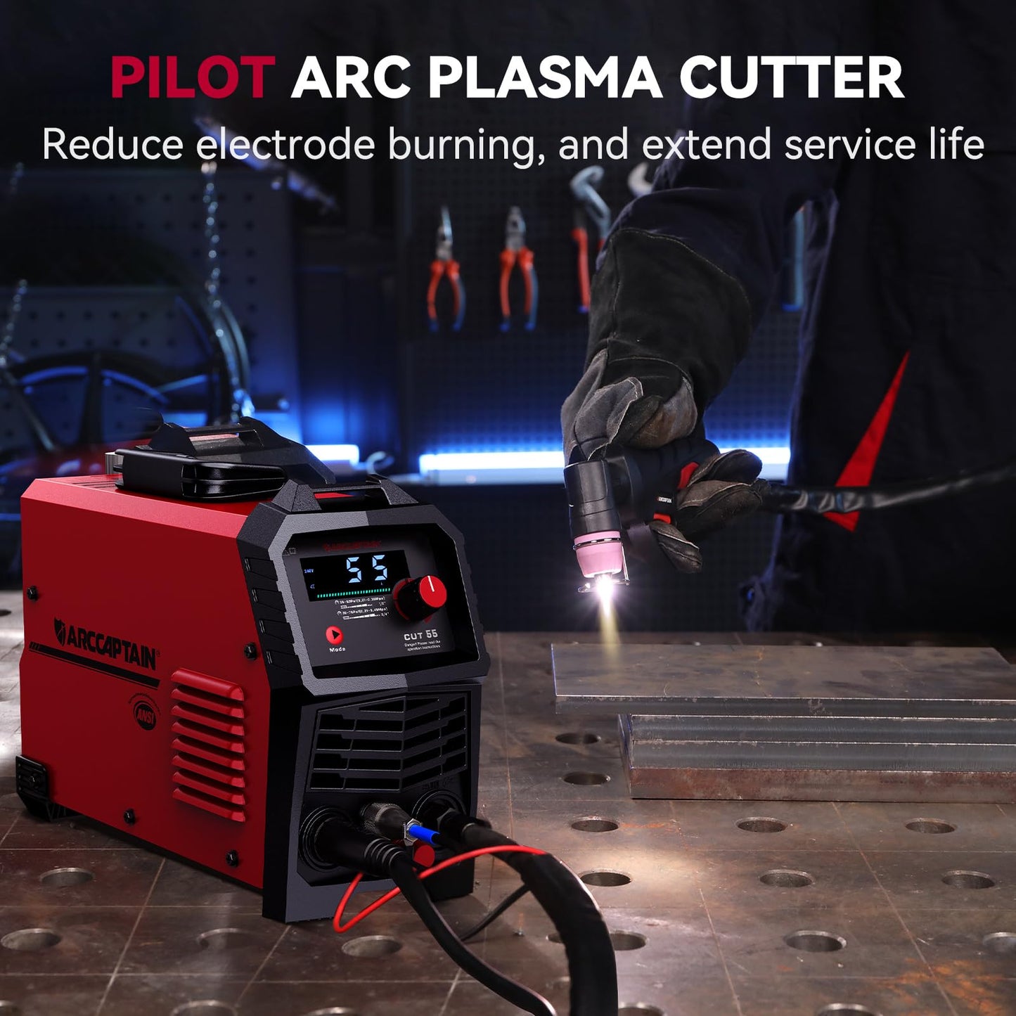 ARCCAPTAIN 55A Plasma Cutter and ARCCAPTAIN Intelligent Auto-Shade Welding Helmet