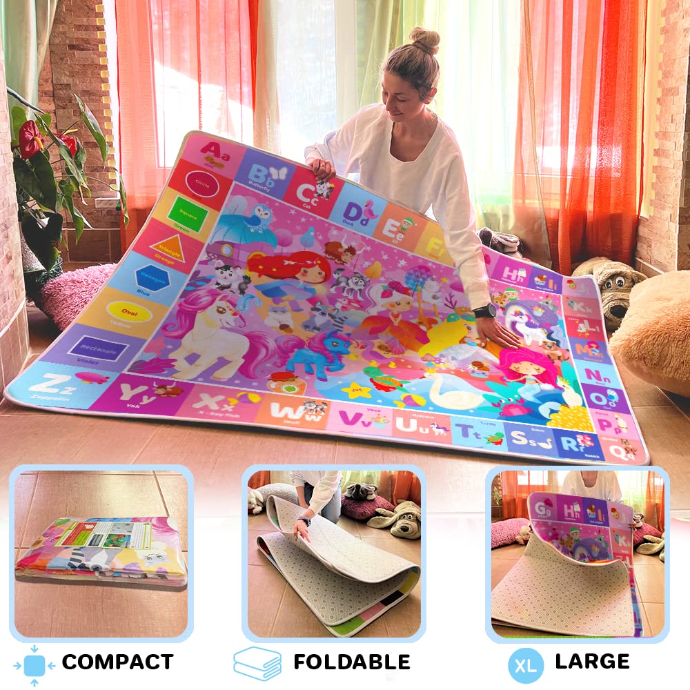 Quokka Baby Mat for Floor Play for Babies 6-12 Months – Super Soft Baby Floor Play Mat for Toddlers 1-3 – Princess Extra Thick Plush Rug for Nursery – Padded Foldable Activity Infant Playroom Carpet