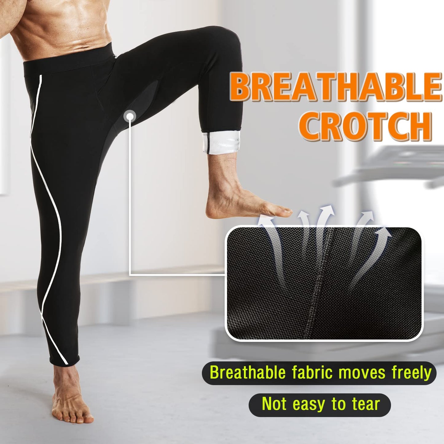 DYUAI Sauna Sweat Pants for Men Compression Pants Athletic Leggings Workout Sauna suit(WBH7201-07-XL)