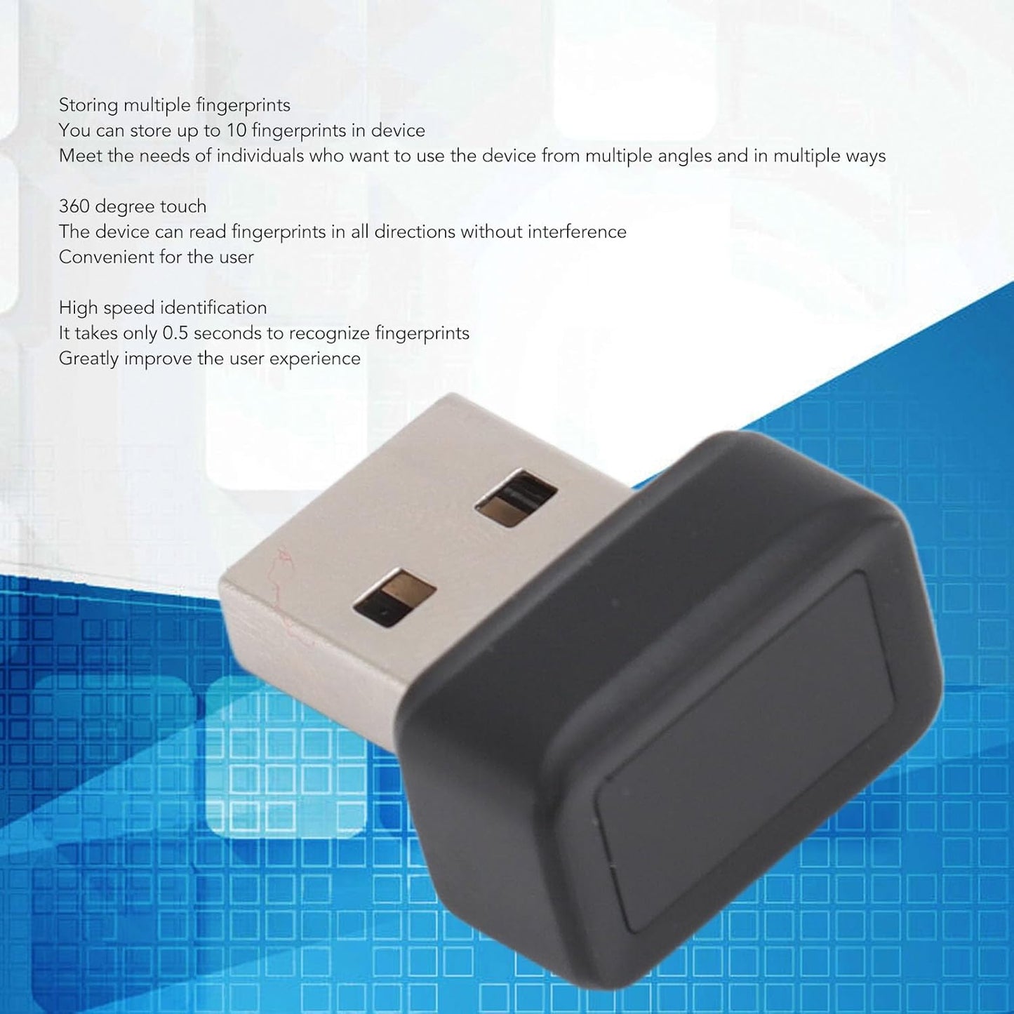 Yoidesu 10 11 360 Mini USB Fingerprint Reader for Hello, Biometric Fingerprint Scanner, PC Dongle for Password and File