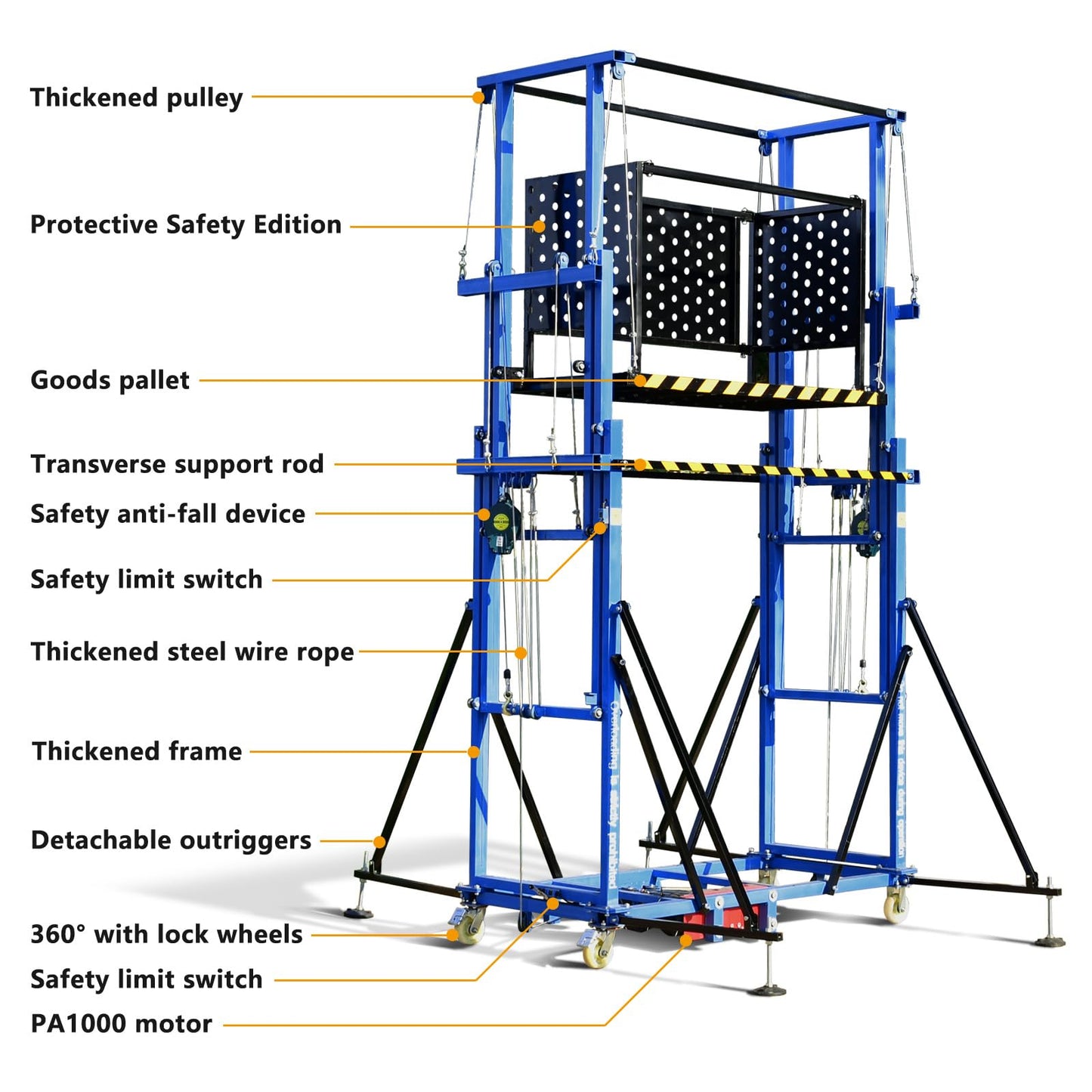 660LBS 13.2FT Electric Scaffolding Lift Platform, Upgraded Version Suitable for Home Decoration Site Construction (CE Certification)
