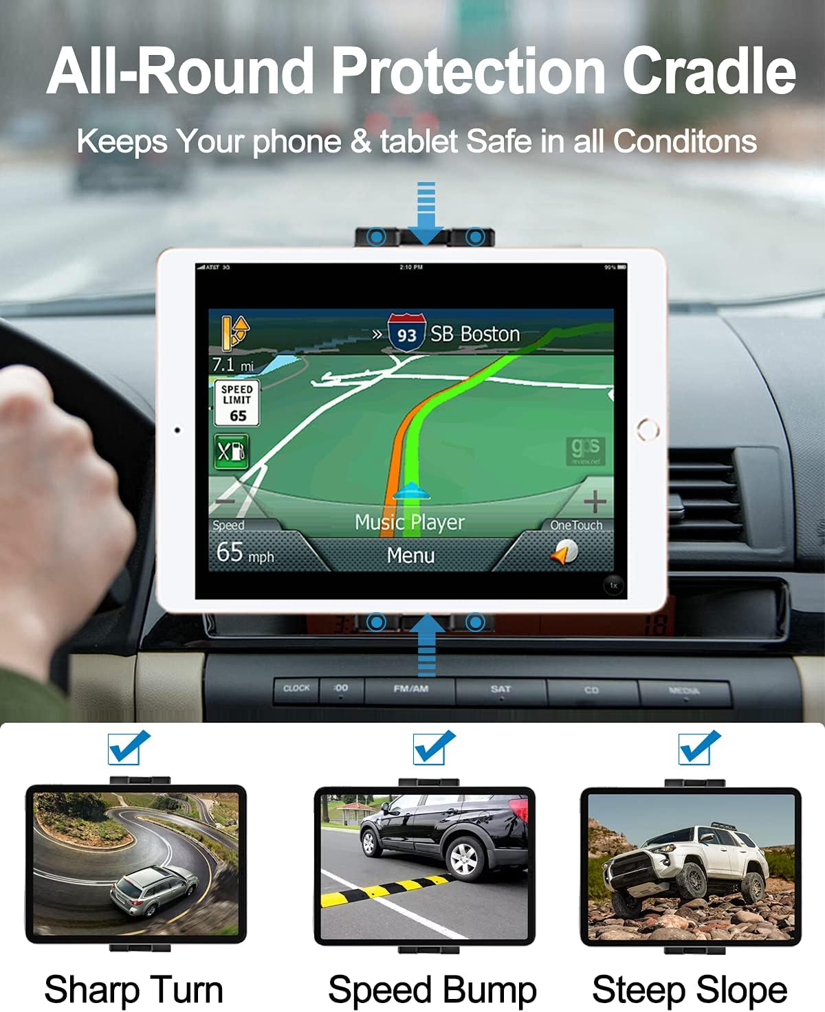 woleyi 4.7-11" Air Vent Car Tablet Mount, AC Vent Tablet Holder for Car, Universal Tablets Clamp Vent Clip, Compatible
