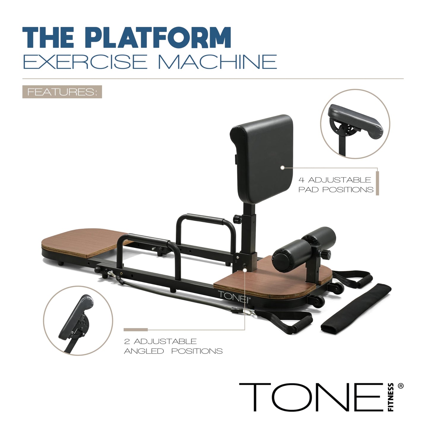 Tone Fitness Foldable Hip Thrust & Glute Exercise Machine | Adjustable Sissy Squat, Core & Leg Trainer | Compact Multi-Purpose Home Gym Equipment | Dark Walnut