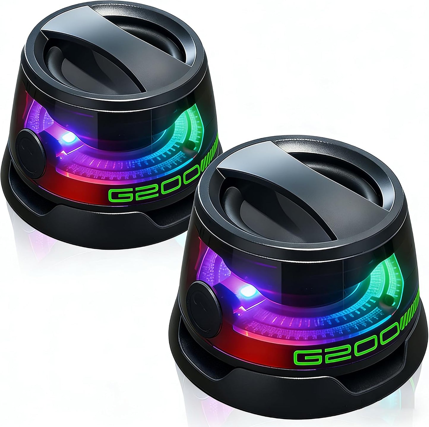 LENOLL 2 Pack Set, Magnetic Mini Bluetooth Speaker with RGB Lights, Dual Wireless Stereo Speaker Portable Small