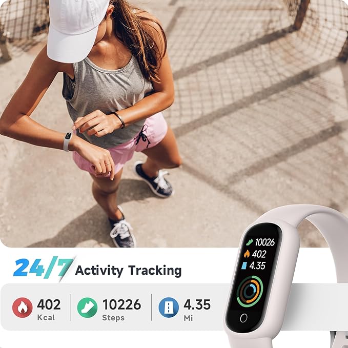 Fitness Tracker Watch with Heart Rate/Sleep Tracker/IP68 Waterproof, Activity Tracker with Pedometer Step Counter, Health Watch for Women Men with 14 Sports Compatible Android iOS, Beige