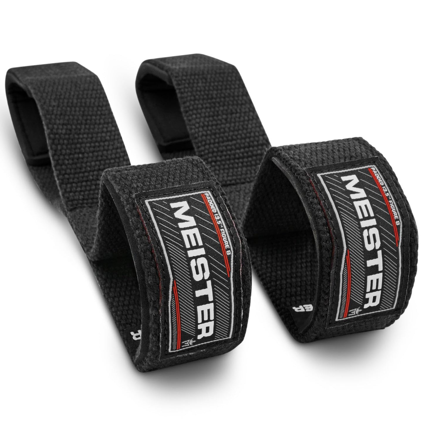 Meister FIGURE 8's Weight Lifting Straps - Neoprene Padded (PAIR) - Black