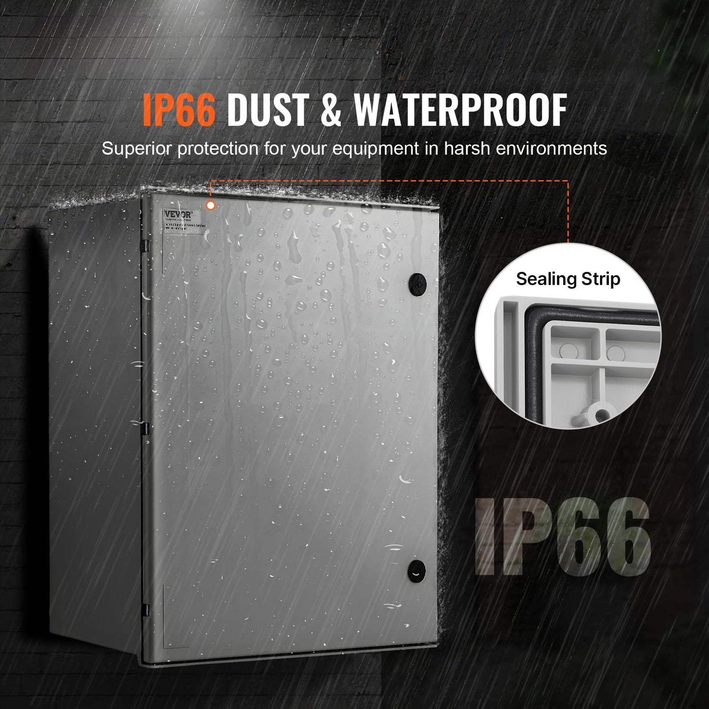 VEVOR Electrical Enclosure Box,23.6''×19.7''×9.1'',Fiberglass Junction Box,IP66 Waterproof & Dustproof,Outdoor Electrical Box,with Mounting Plat