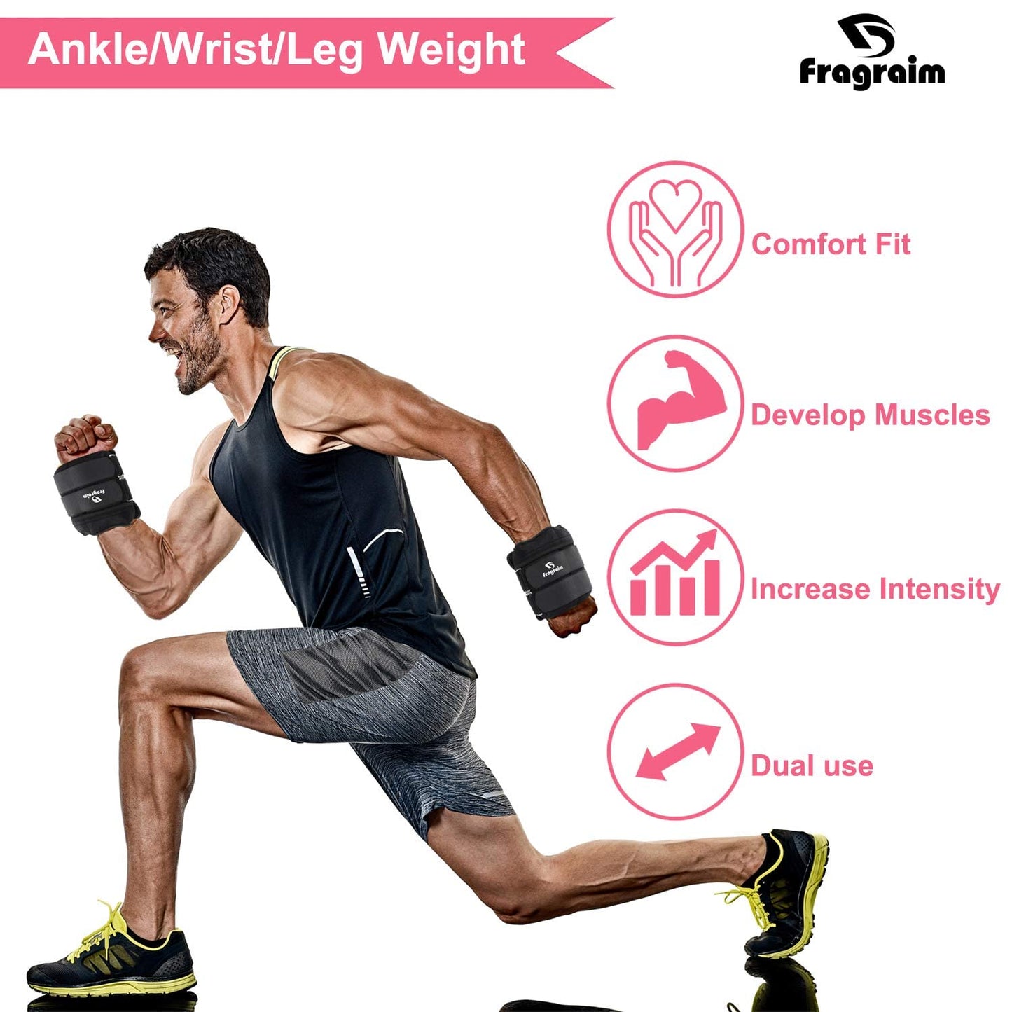 Ankle Weights, Wrist Arm Leg Weights 10 LBS x 2 for Women, Kids and Men, Comfortable and Soft, Perfect for Dancing, Running, Walking, Fitness, Workout (Black)