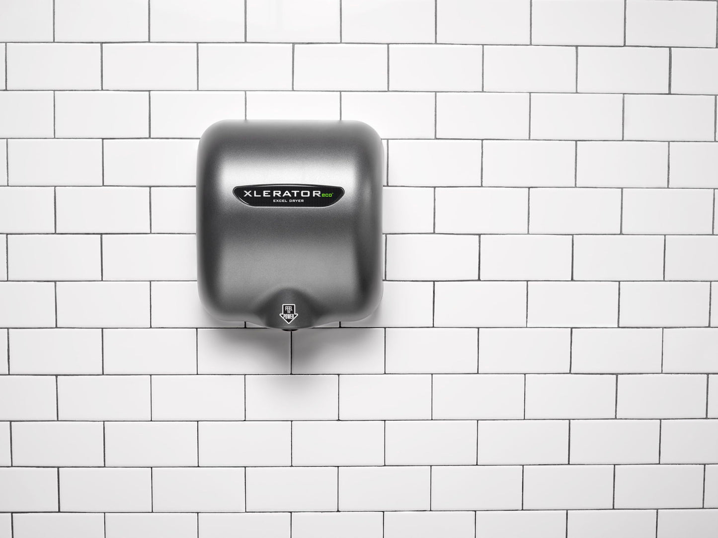 XLERATOReco Hand Dryer, Excel Dryer XL-GR-ECO-1.1N-110-120V Hand Dryer, Automatic, Surface-Mounted, Cast Cover, Textured Graphite Paint, 110-120V with Noise Reduction Nozzle
