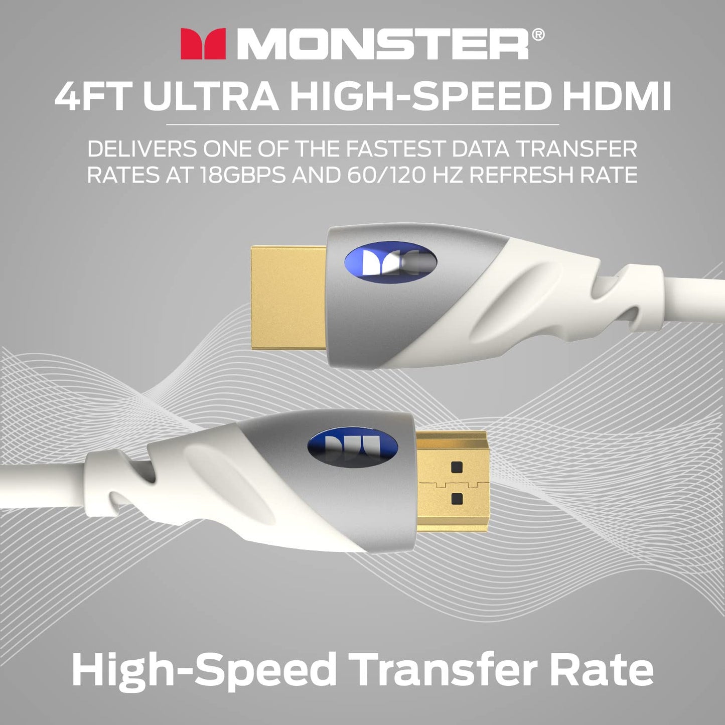 4k 24k PS3 6 Monster HDMI Cable Ultra HD with Ethernet - Corrosion-Resistant Rose Gold Contacts and V-Grip Connection