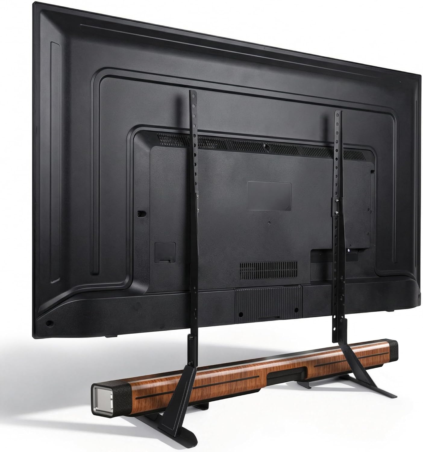 Amazon Basics 77 inch, 80 lbs, Universal TV Stand, Height Adjustable for TVs up to Compatible with Soundbars, Holds up