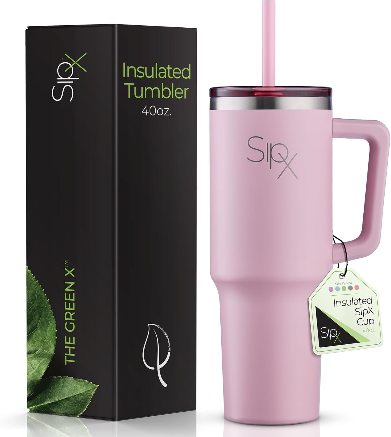 SIPX™ Insulated Tumbler 40 oz - Vacuum-Sealed Stainless Steel, Leakproof Design | Perfect for Iced Coffee & Travel - Pink