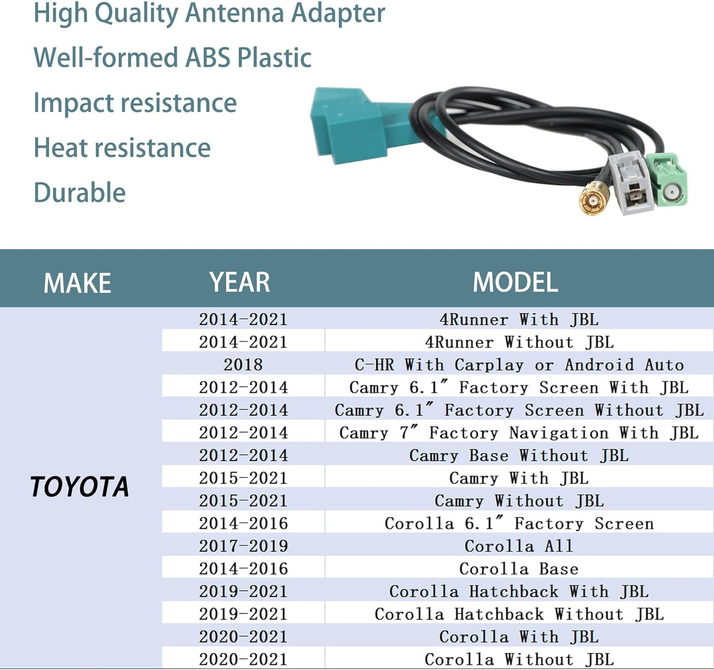 Anina 2012-2021 Car Factory Satellite Radio XM Antenna GPS Antenna Adapters Connector Cable for Toyota to Aftermarket