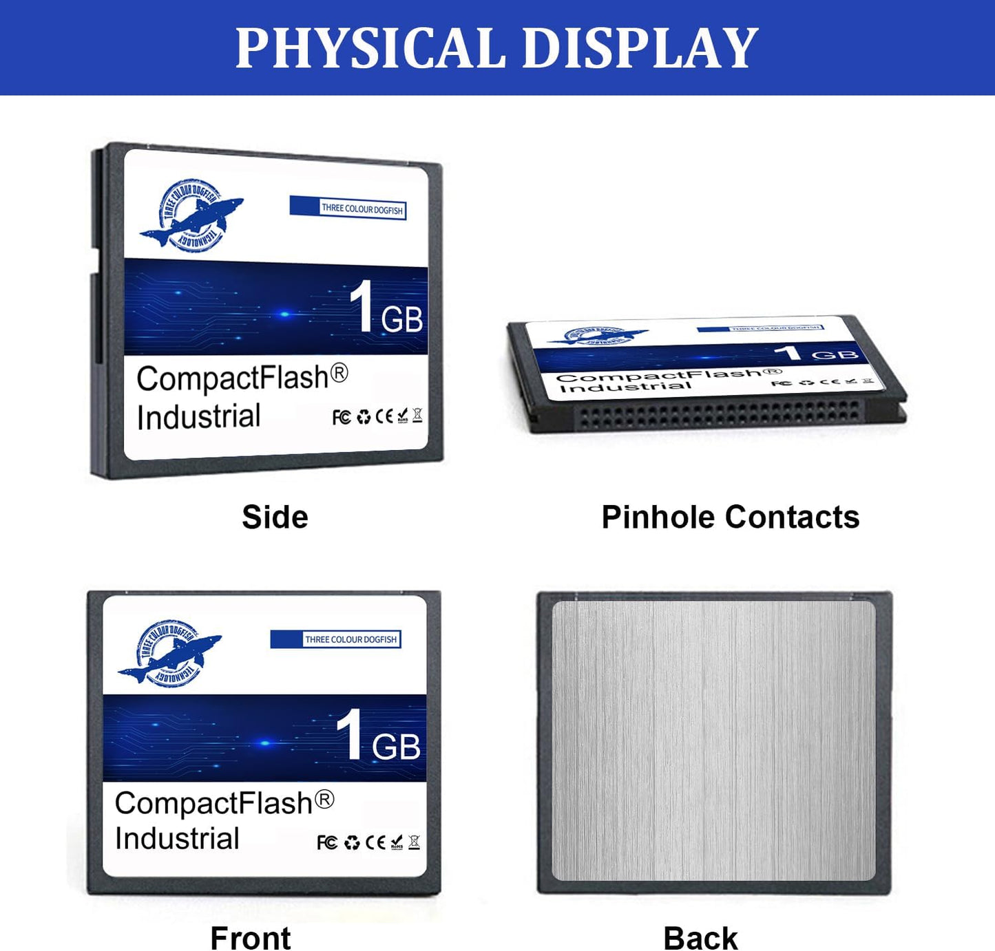 THREE COLOUR DOGFISH 1GB FAT16 Dogfish Compact Flash Memory Card High Performance Industrial CF Type I Card