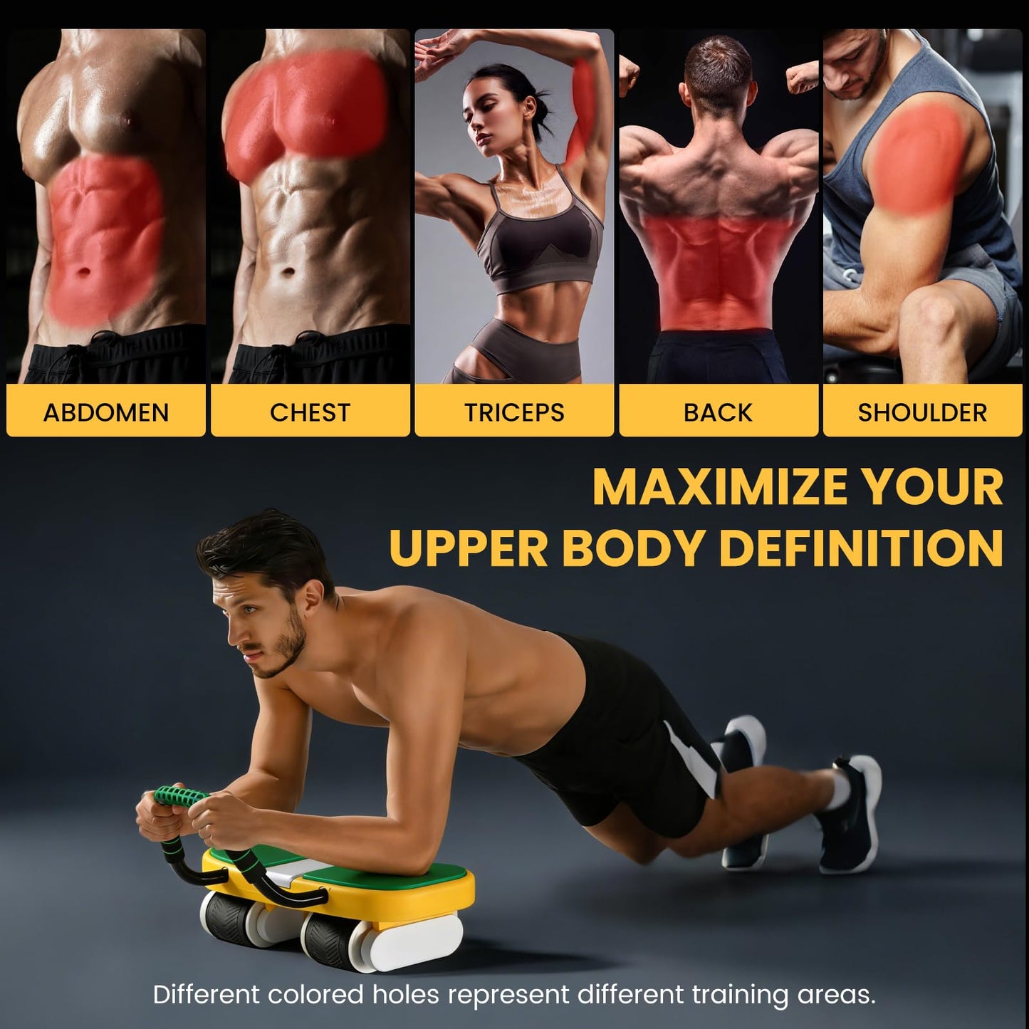 4-Wheel Auto-Rebound Ab Roller - Multifunctional Fitness Equipment for Core Training, Plank & Push-Up - Home Workout Gear
