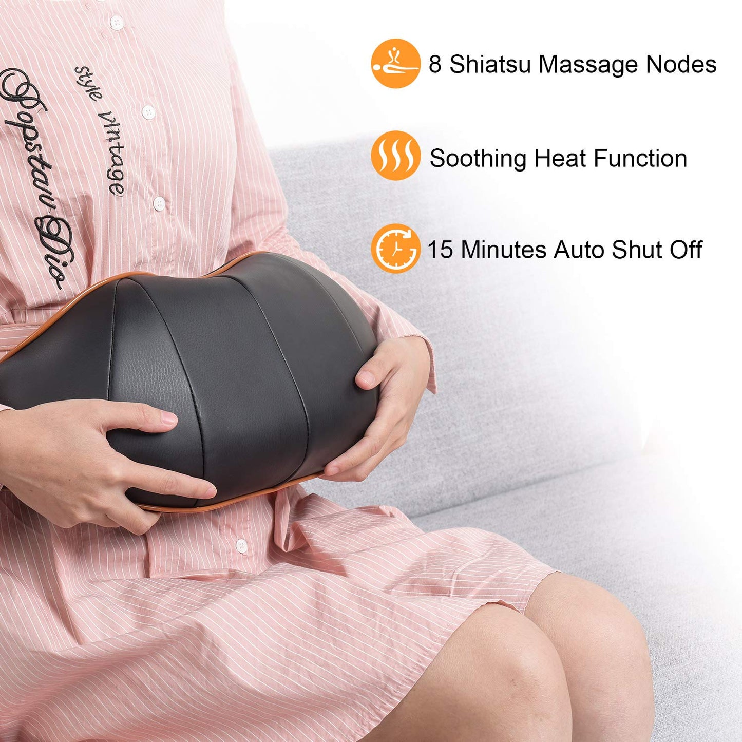 TRIDUCNA Shiatsu Neck Shoulder Back Massager with Heat and Carry Bag - Electric Massage Pillow with Deep Tissue Kneading for Lower Back, Calf, Leg Massage - Use at Home, Office, and Car