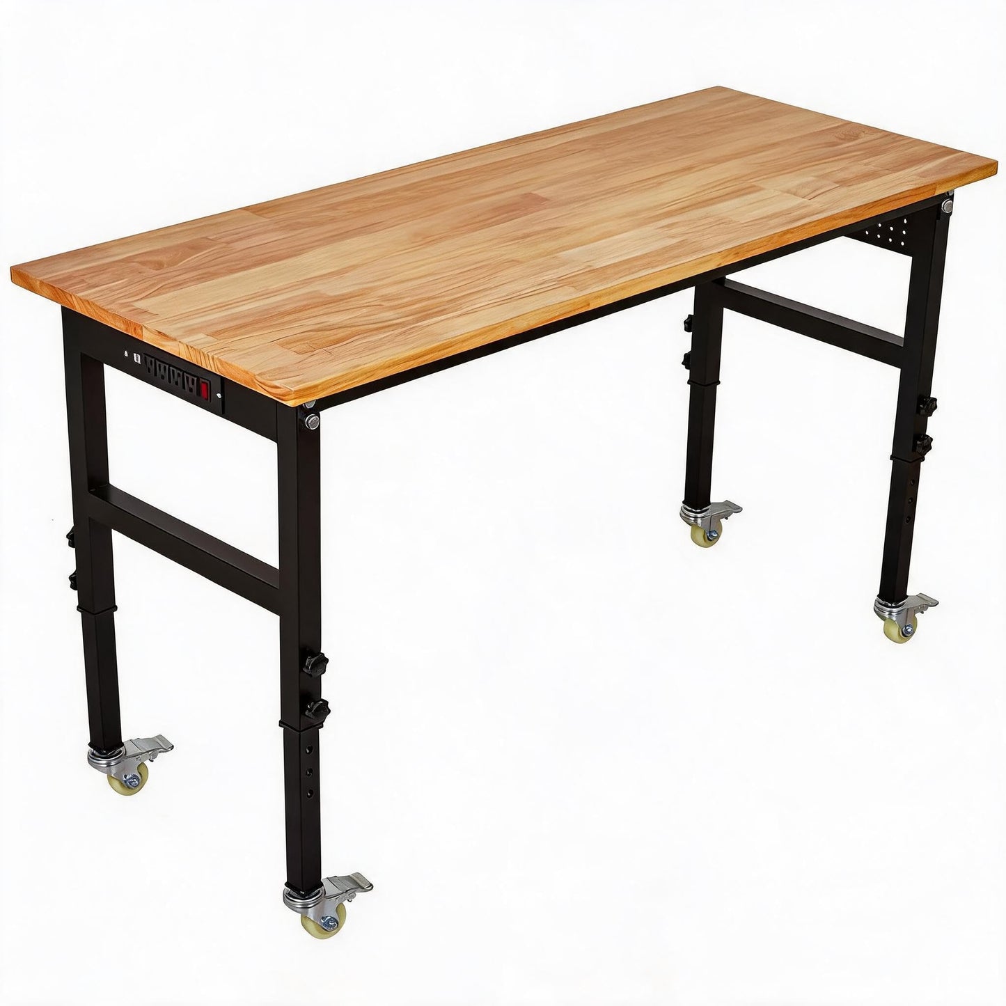 GarveeTech 48" Adjustable Workbench with Power Outlet, 2200 LBS Work Table with Pegboard and 6 Hooks, 8 Adjustable Height Workstation for Garage, Office, Home