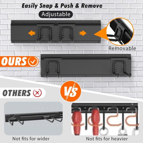 Housolution Heavy Duty Garage Wall Organizer - 64-Inch Tool Storage System with 12 Adjustable Hooks