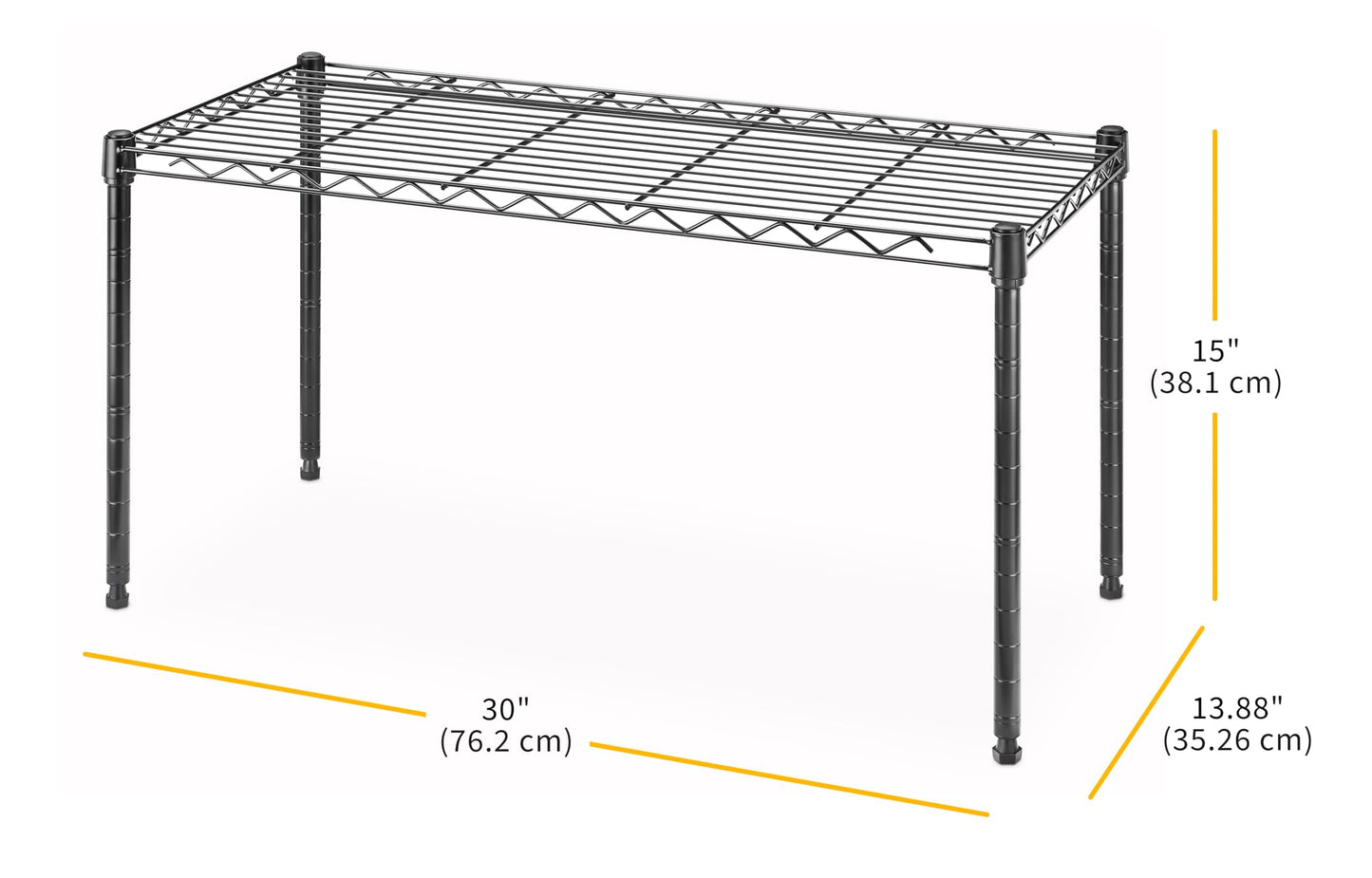 Whitmor 1 Tier Shelving Units, Wire Rack Storage Organizer, 30" L x 14" W x 15" H, Black