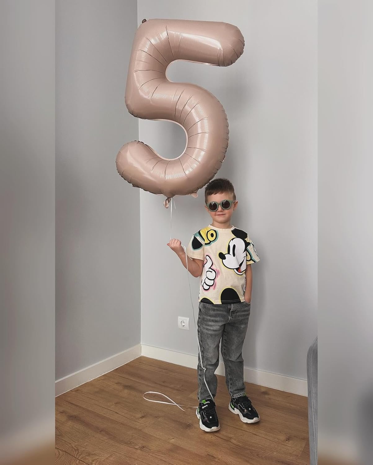 Tan Number 5 Balloon | 40-Inch Light Brown Birthday Decoration | Beige Party Supplies